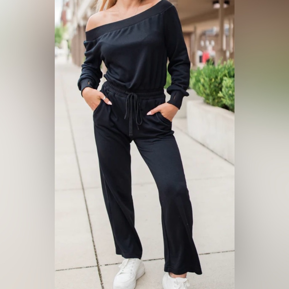Womens Heather Grey Knit Off-the-Shoulder Jumpsuit Sz 10